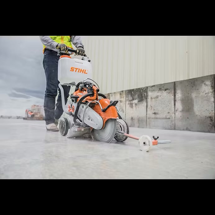 STIHL TS420 FRONT ANGLE VIEW MOUNTED ON CART