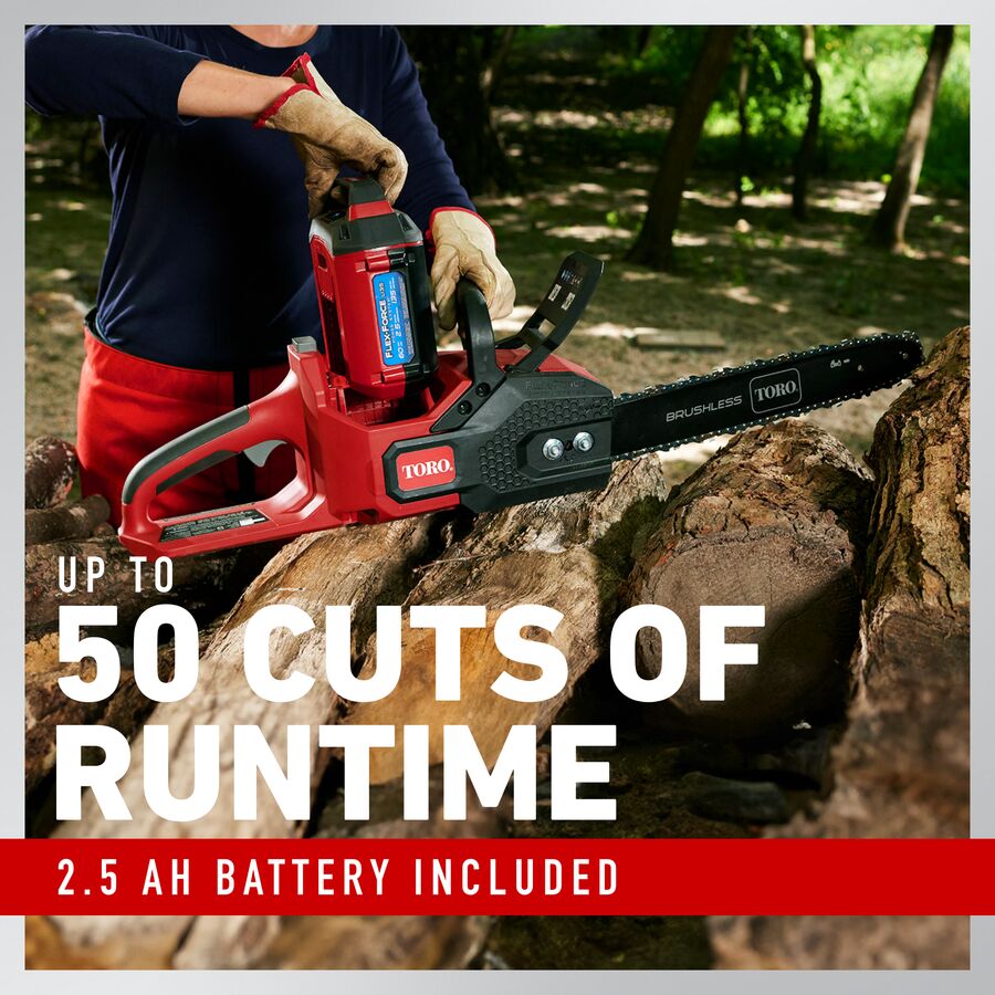 Toro 60V MAX* 16 in. (40.6 cm) Brushless Chainsaw with 2.5Ah battery