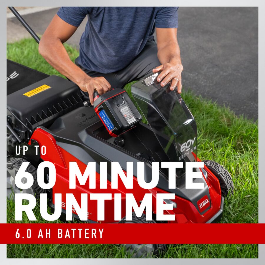 Toro 60V MAX* 21 in. (53 cm) Stripe® Self-Propelled Mower - 6.0Ah Battery/Charger Included